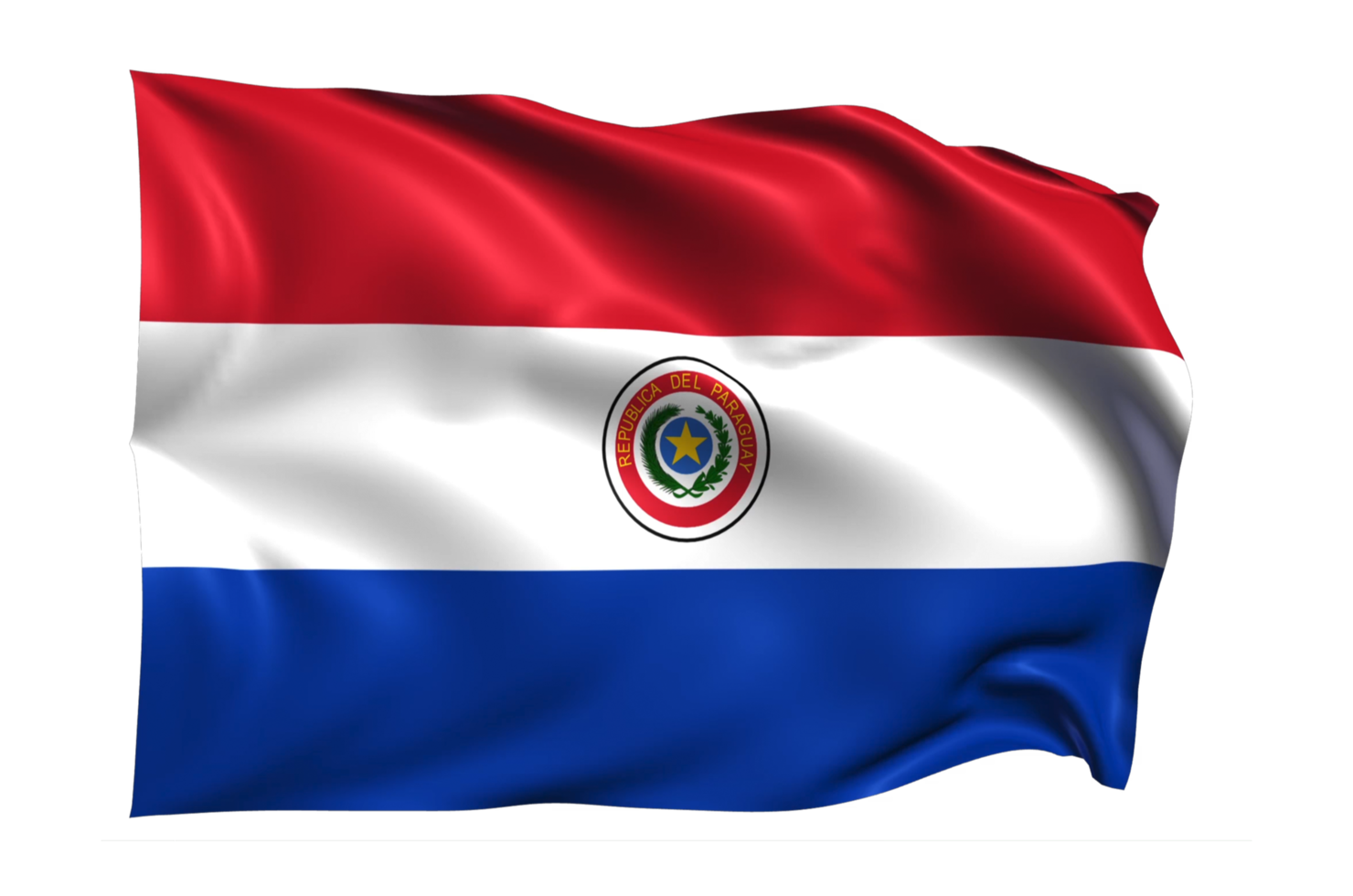 Paraguay Waving flag Realistic Transparent Background png