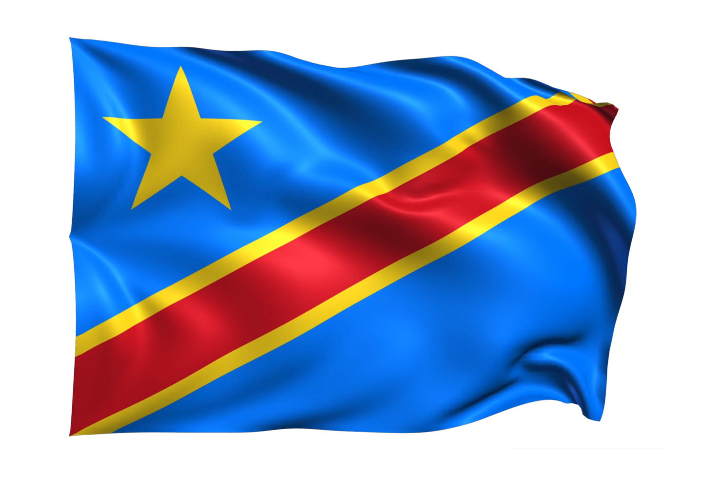 Congo Waving flag Realistic Transparent Background png