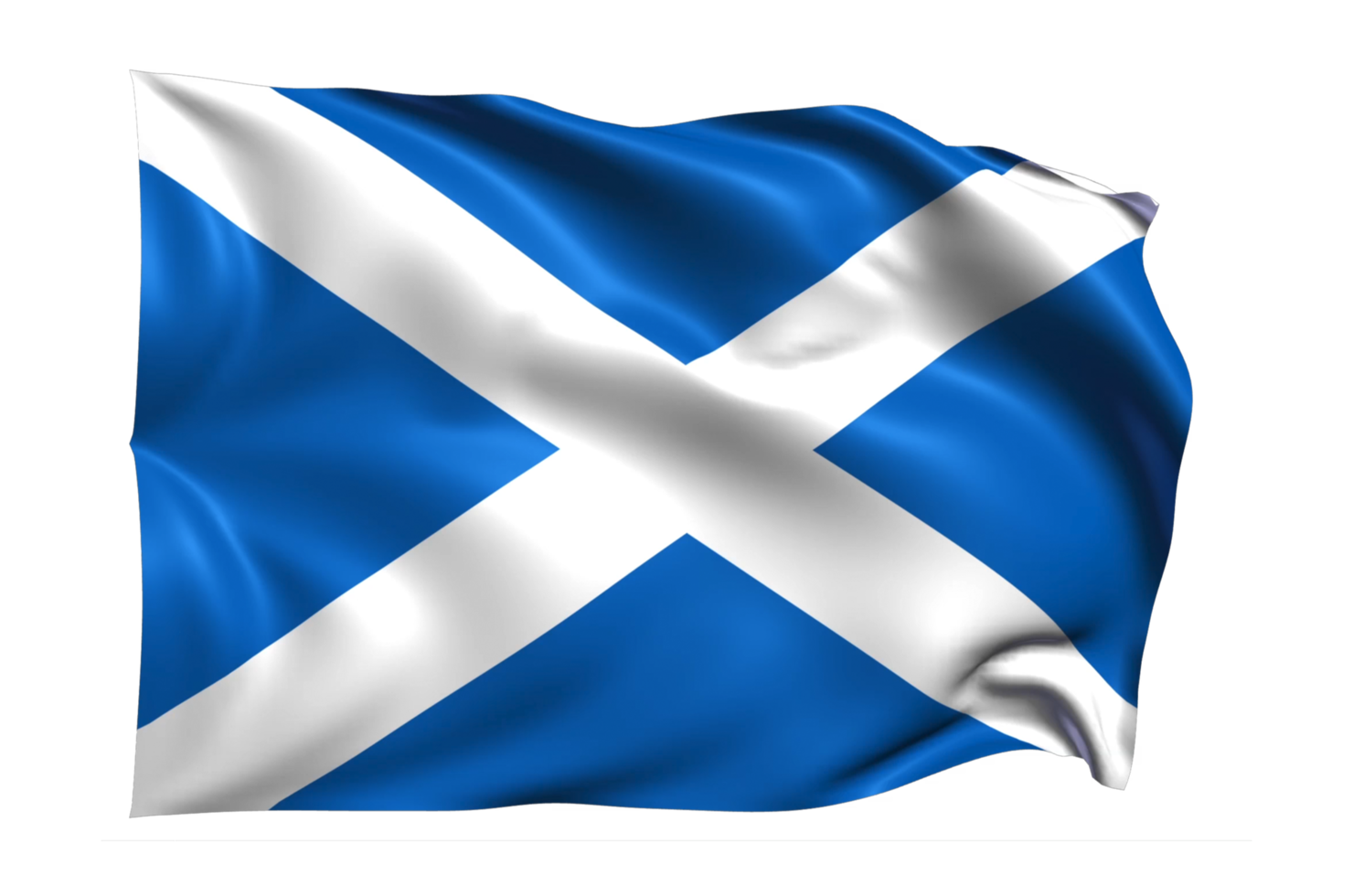 Scotland Waving flag Realistic Transparent Background png