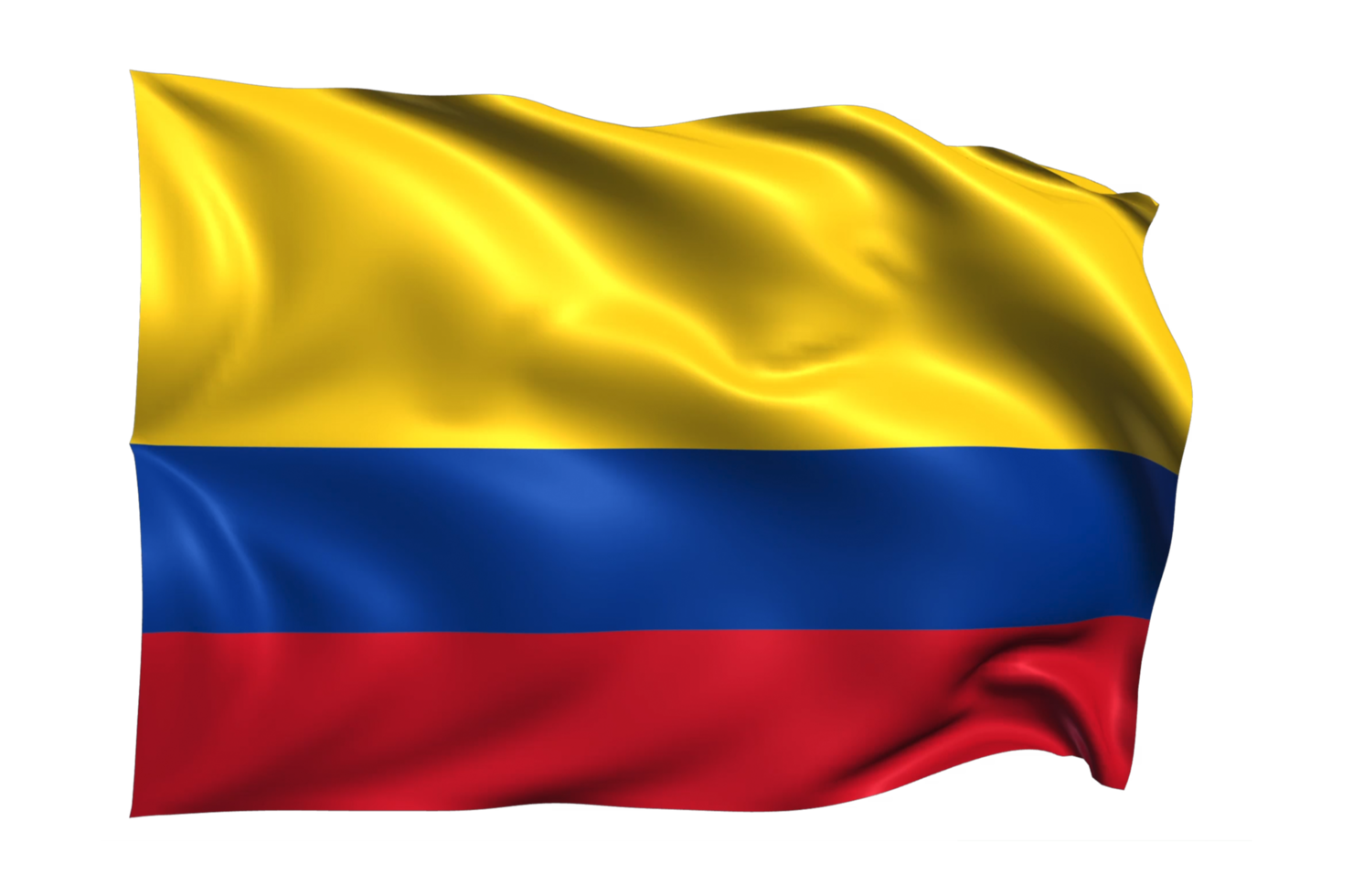 Colombia Waving flag Realistic Transparent Background png