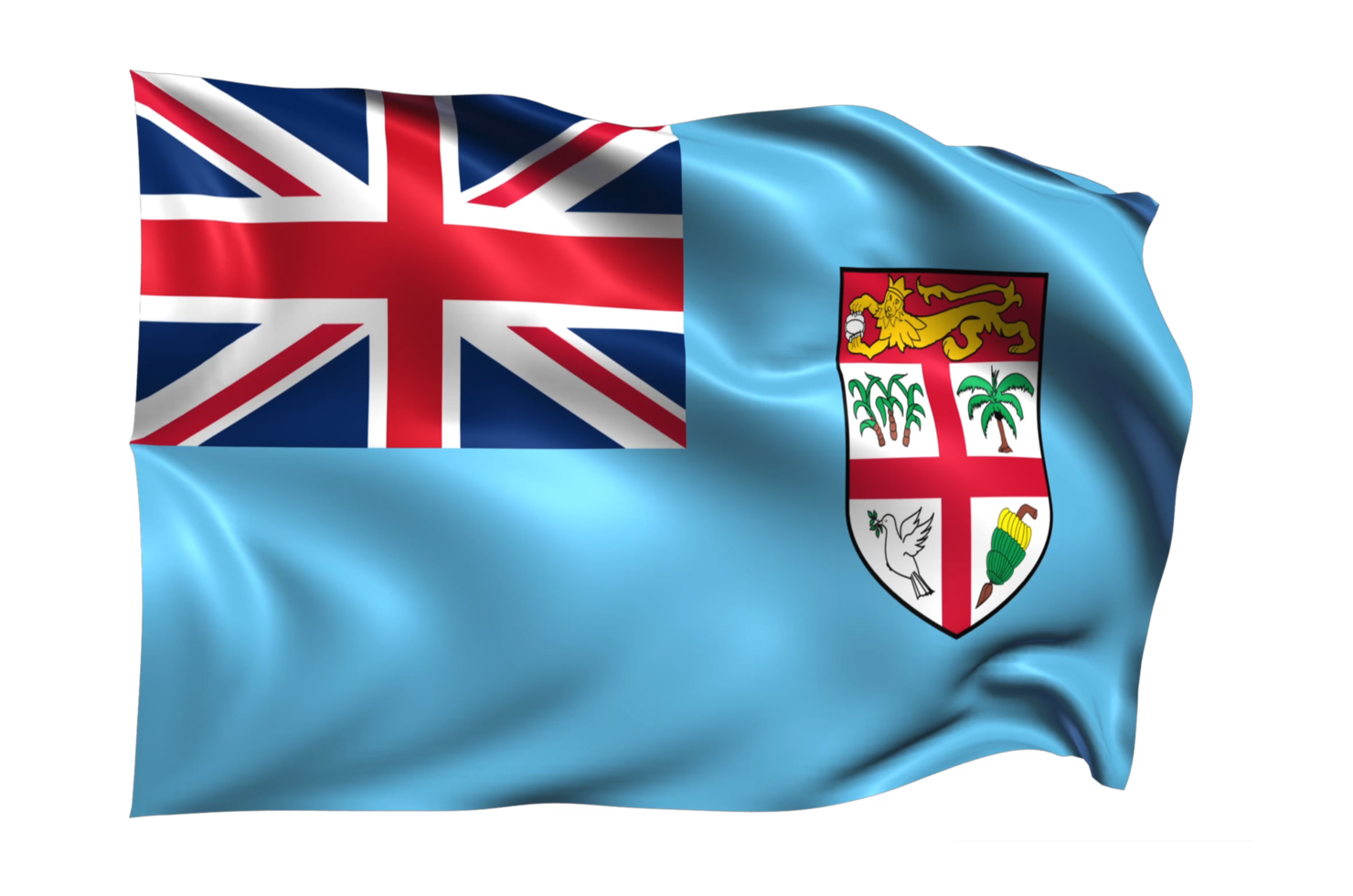 Fiji Waving flag Realistic Transparent Background png