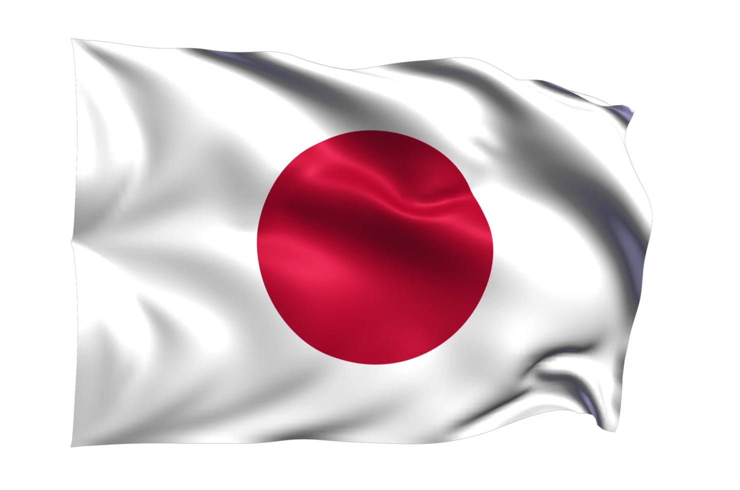 Japan Waving flag Realistic Transparent Background png