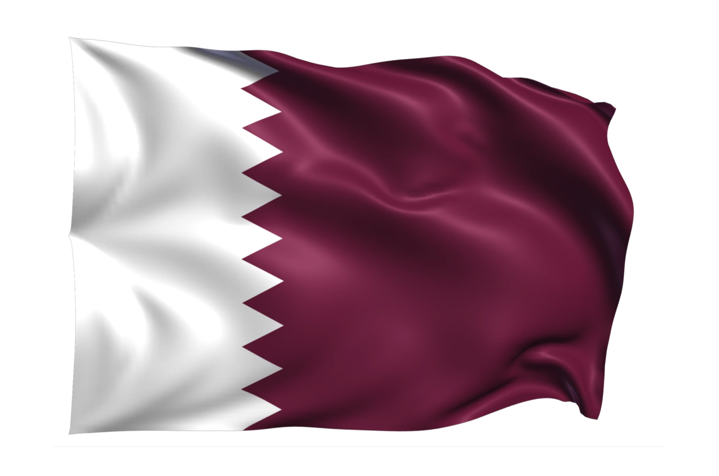 Qatar Waving flag Realistic Transparent Background png