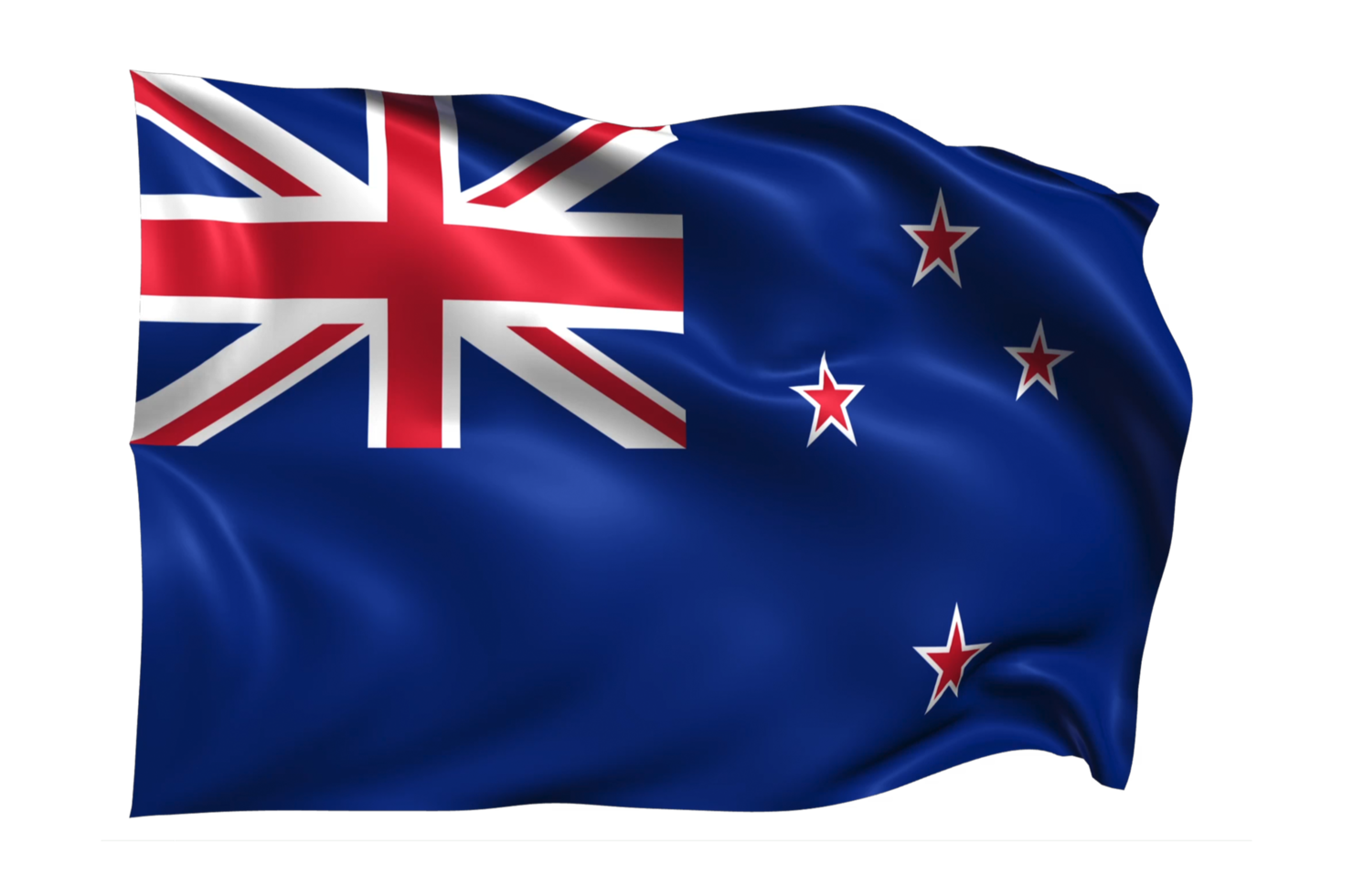 New Zealand Waving flag Realistic Transparent Background png