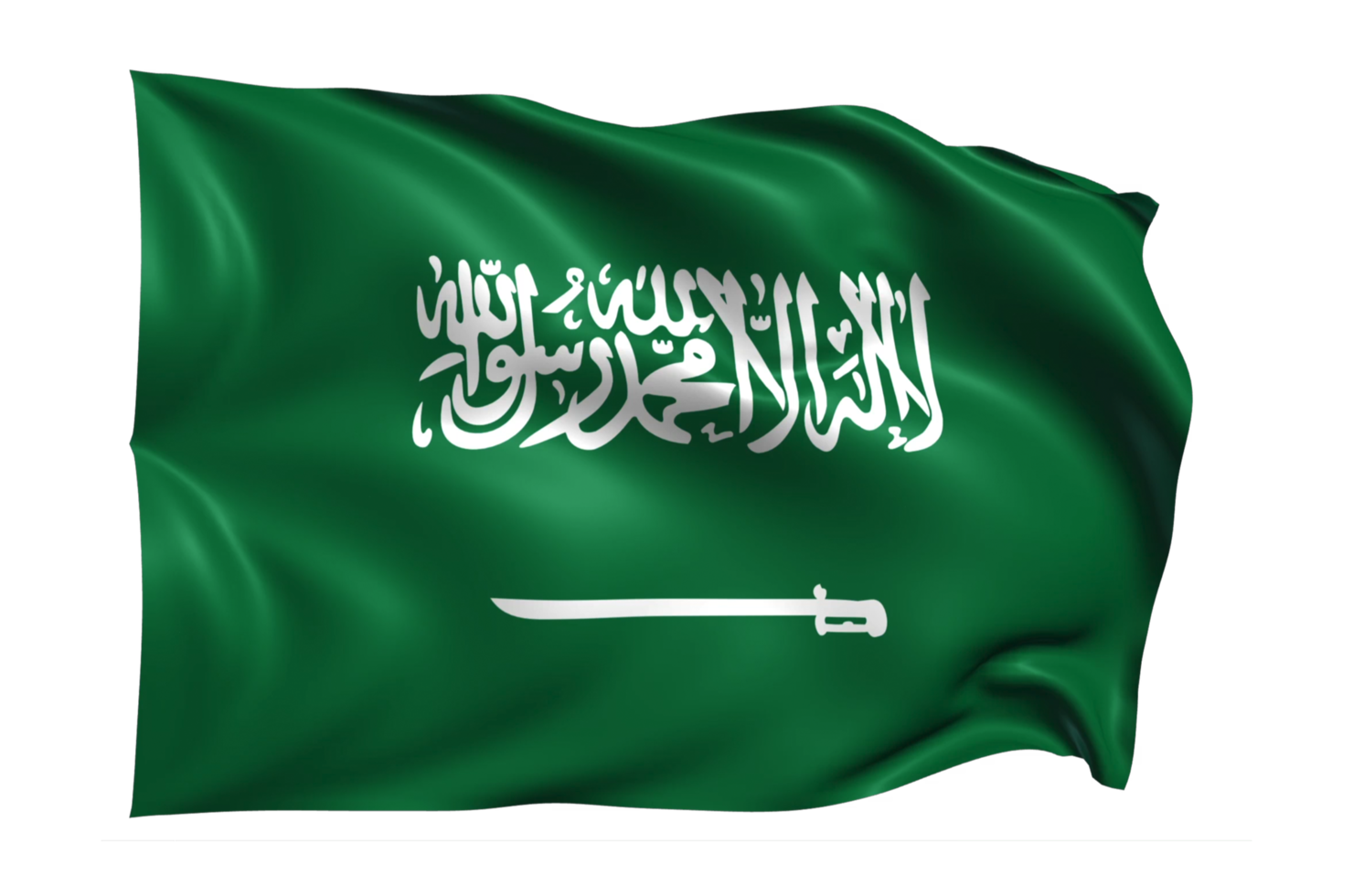 Saudi Arabia Waving flag Realistic Transparent Background png