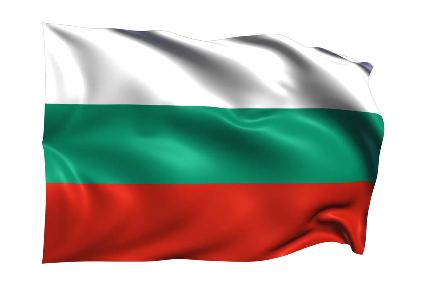 Bulgaria Waving flag Realistic Transparent Background png