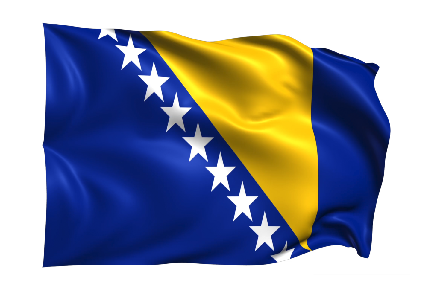 Bosnia and Herzegovina Waving flag Realistic Transparent Background png