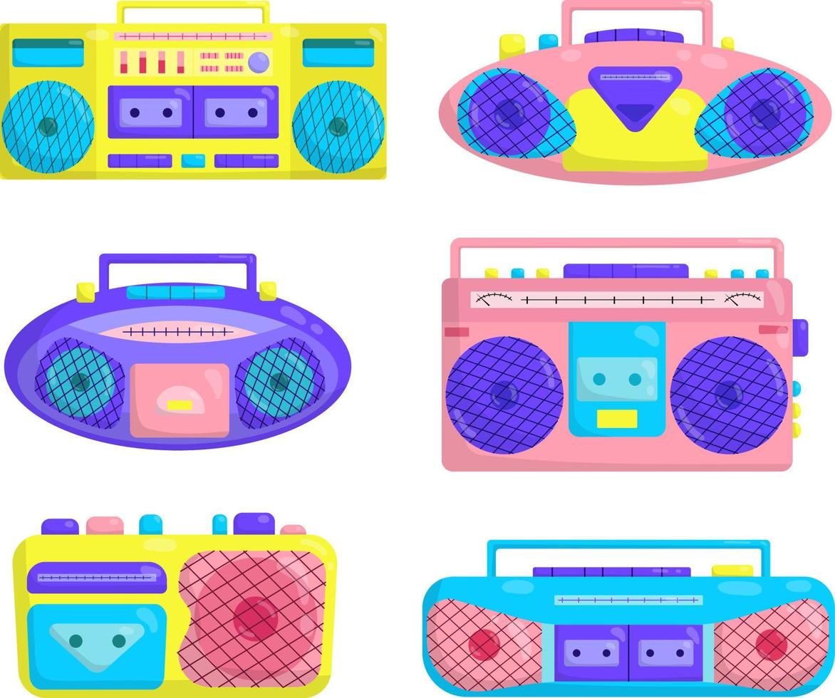 Vector set with bright tape recorders