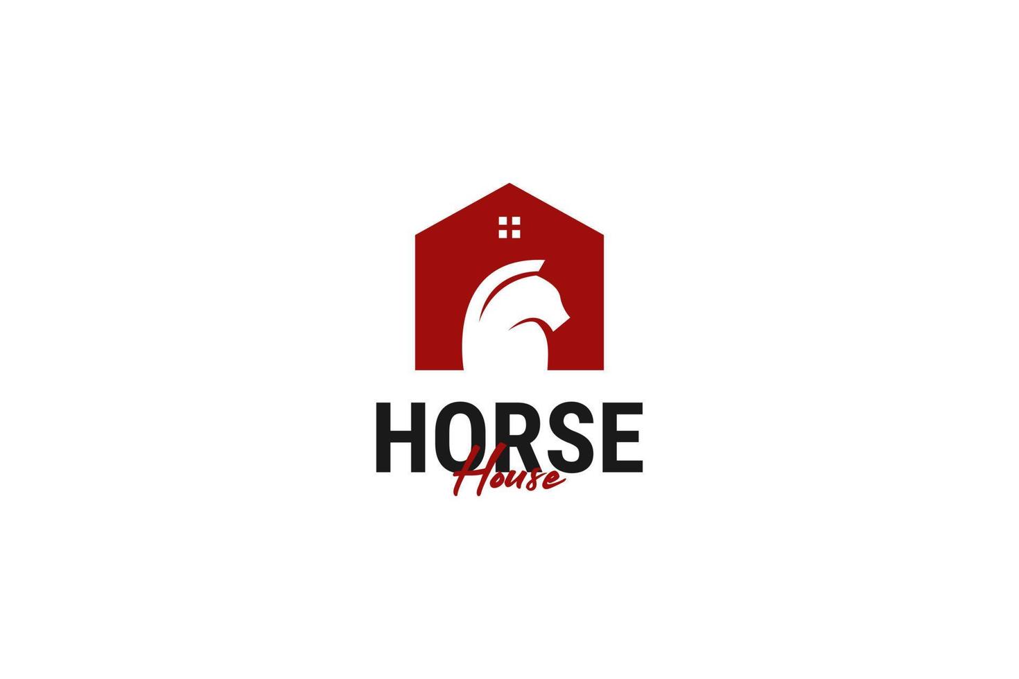 Flat horse house logo design vector template illustration
