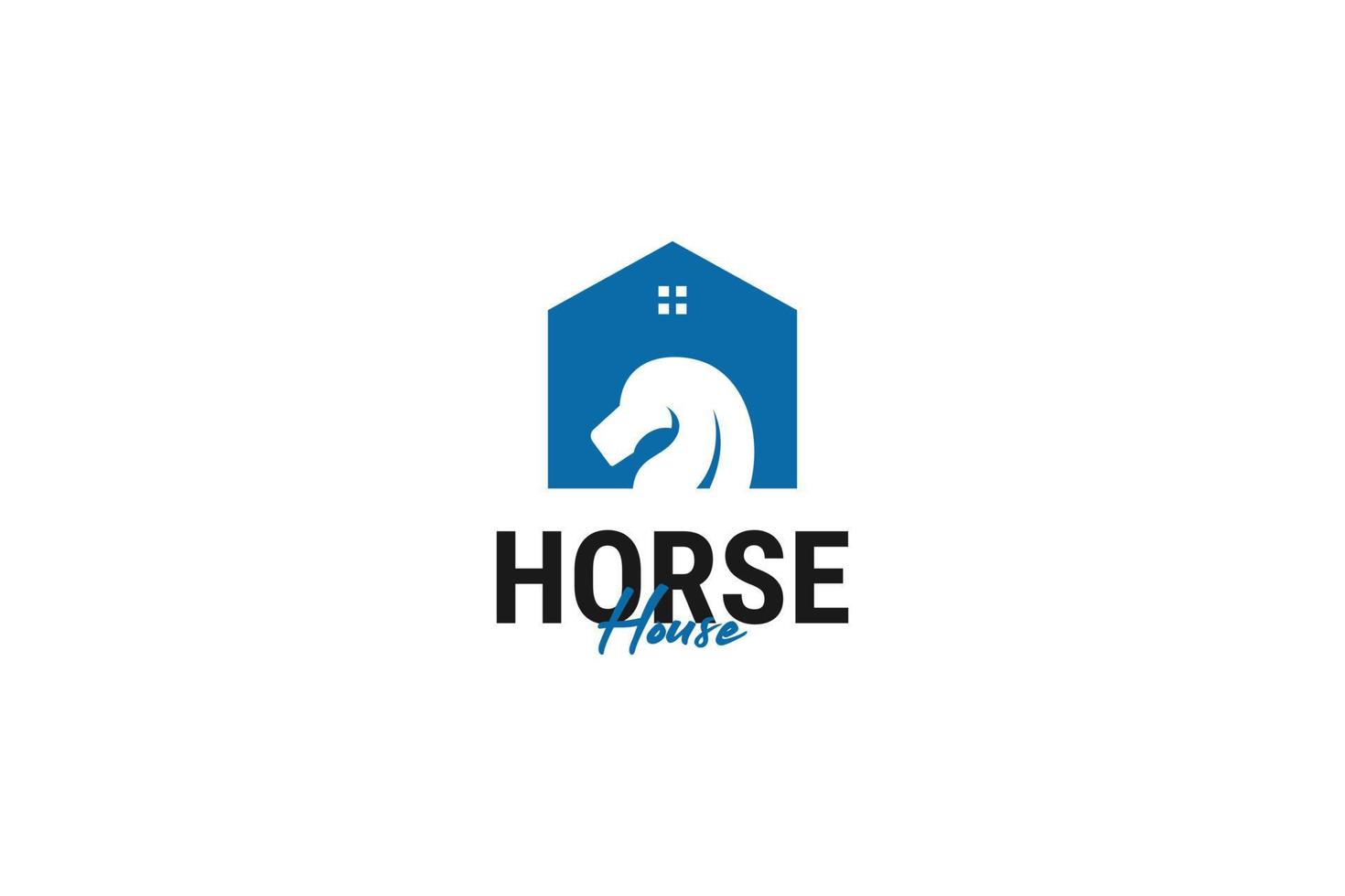 ilustración de plantilla de vector de diseño de logotipo de casa de caballo plano
