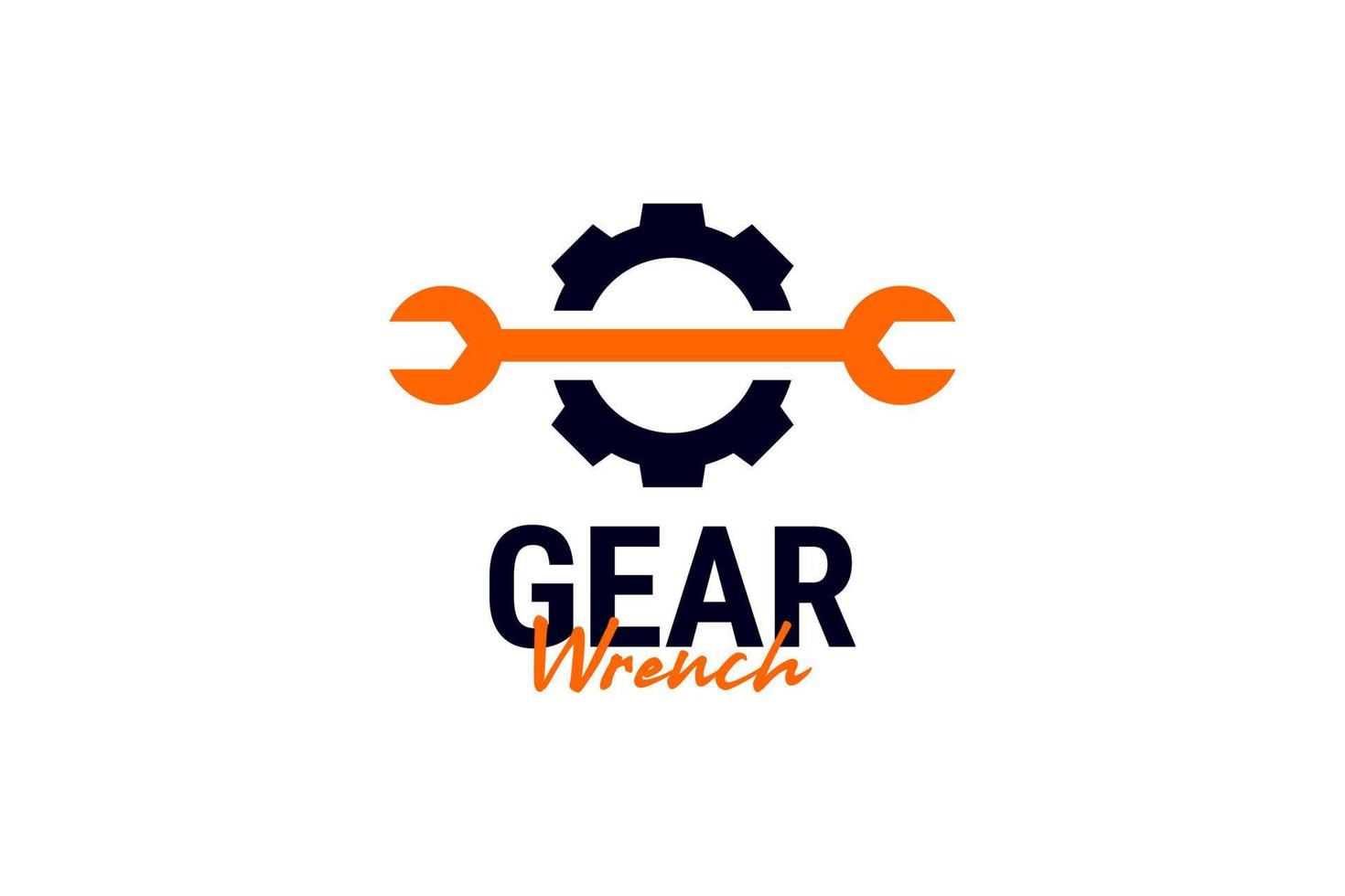 Flat gear with wrench logo design vector template illustration