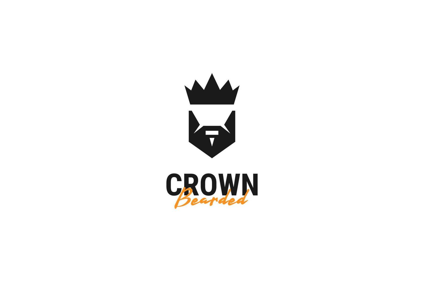 hombre barbudo con ilustración de plantilla de vector de diseño de logotipo de corona