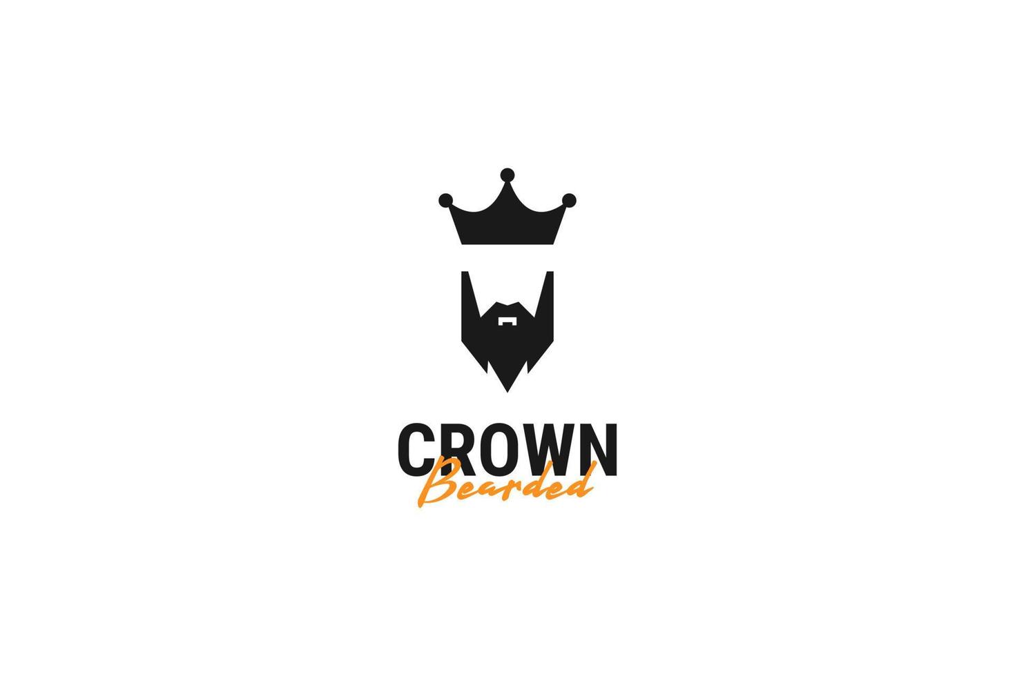 hombre barbudo con ilustración de plantilla de vector de diseño de logotipo de corona