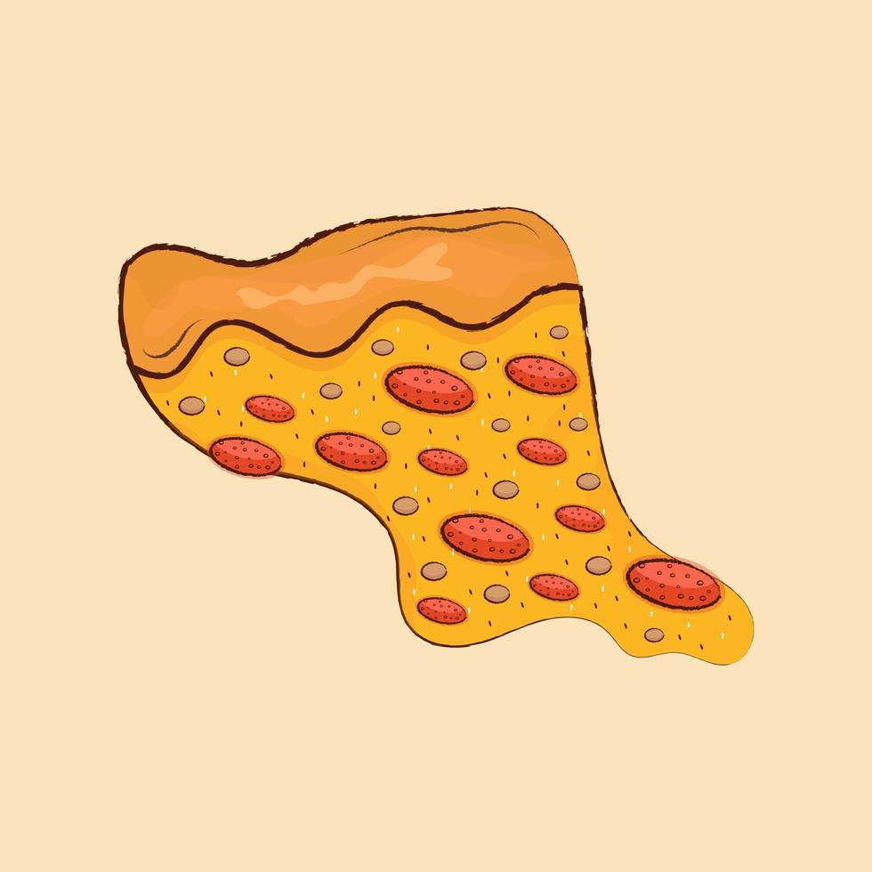 ilustración dibujada a mano de pizza, ilustración de comida, caricatura de comida, diseño de elementos de pizza vector