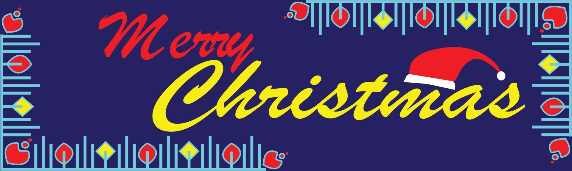 Merry Christmas horizontal web banner with Christmas Tree and Geometric Shape on Deep Blue background, Chrismas greeting banner, headers, posters, cards, website. Web banner, Vector illustration.