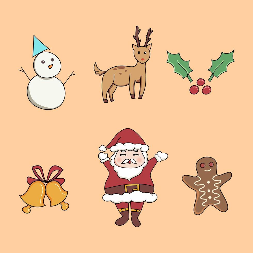 colección de elementos navideños de diseño de vectores decorativos de invierno