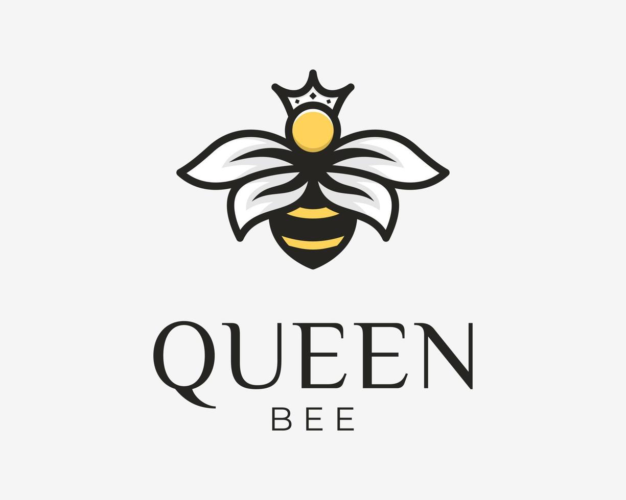 miel abeja insecto ala volar abejas zumbido corona reina rey princesa mascota dibujos animados vector logo diseño
