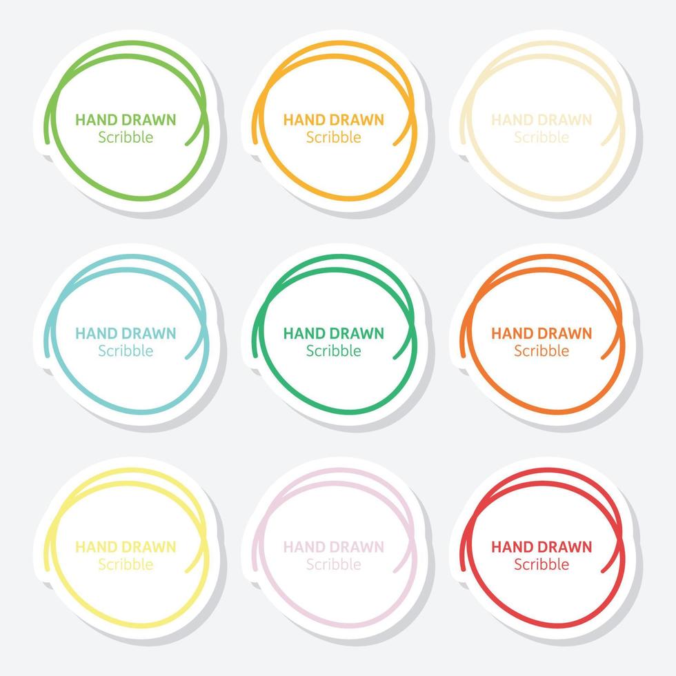 Set of hand drawn scribble sticker vector
