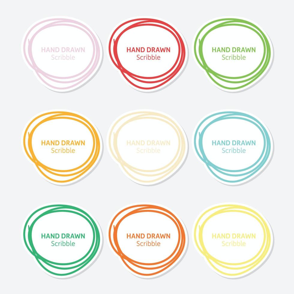 Set of hand drawn scribble sticker vector
