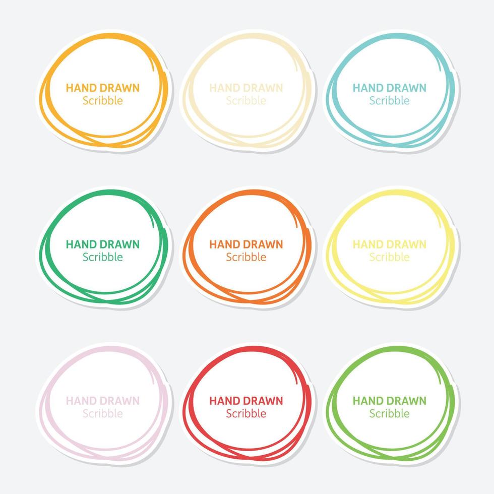 Set of hand drawn scribble sticker vector