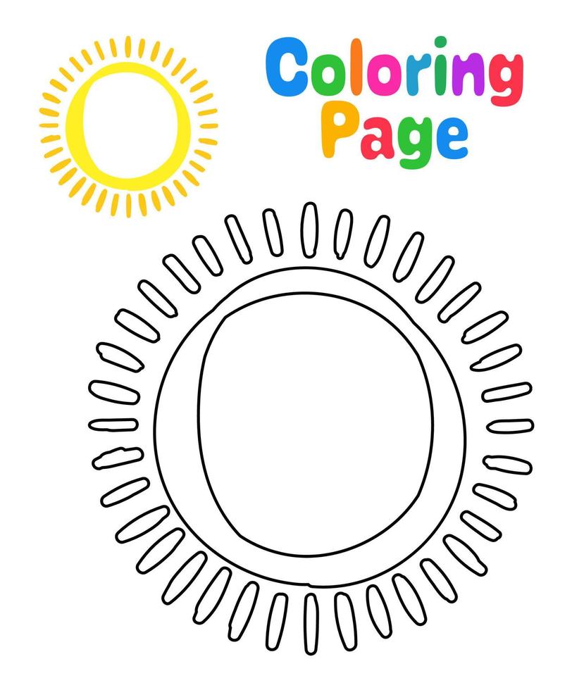 página para colorear con sol para niños vector