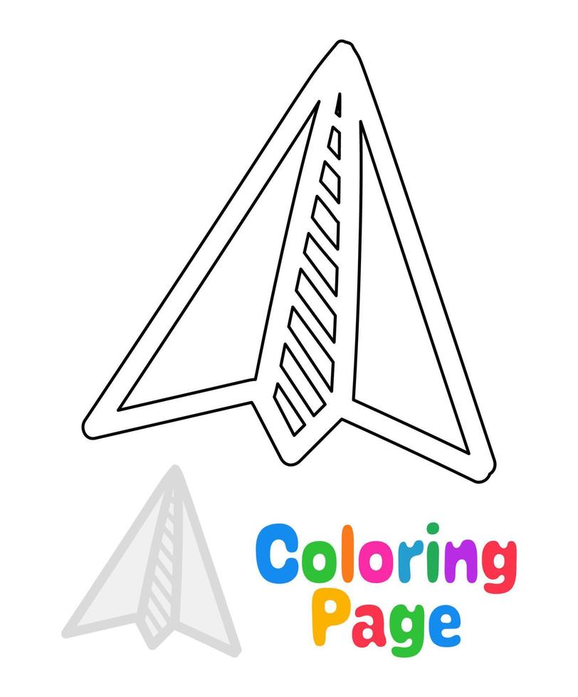 página para colorear con avión de papel para niños vector