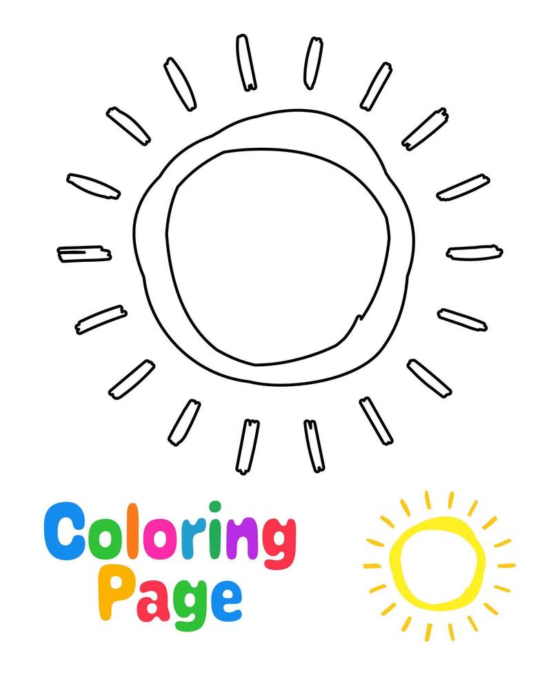 página para colorear con sol para niños vector