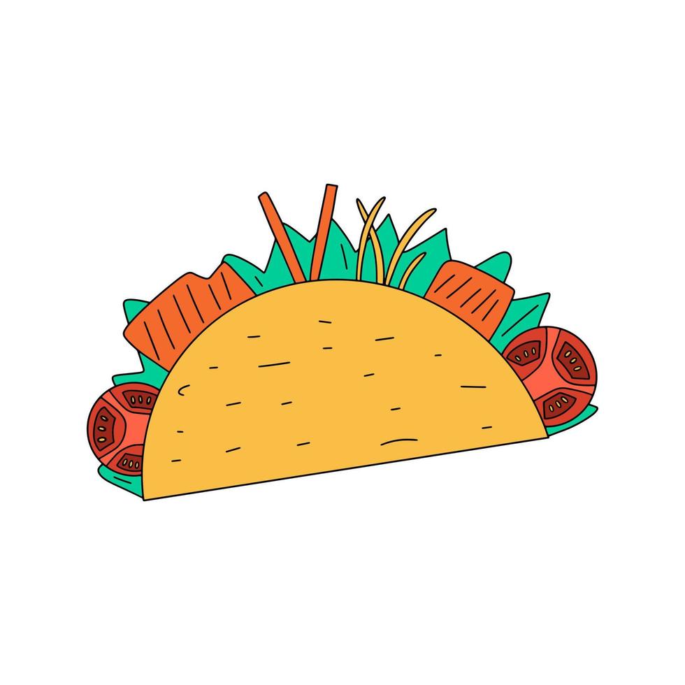 tacos, comida tradicional latinoamericana. ilustración vectorial en estilo plano vector