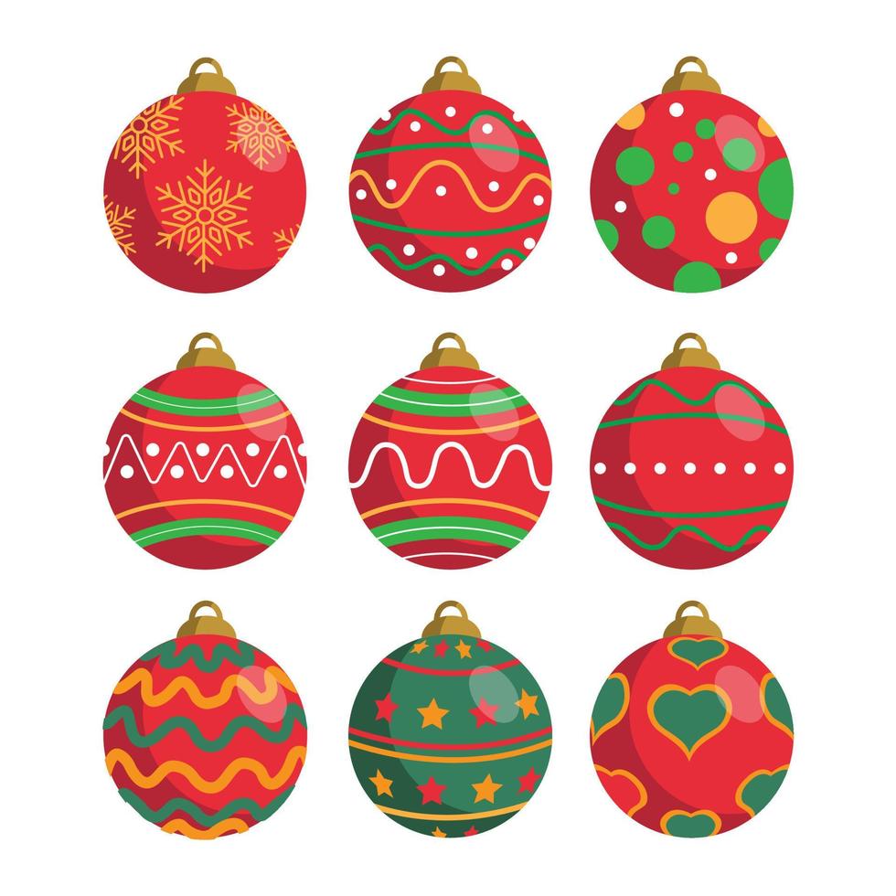 bola de navidad adornos diseño colección vector ilustración
