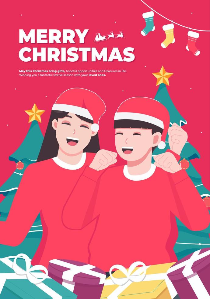 Christmas vector concept illustration poster