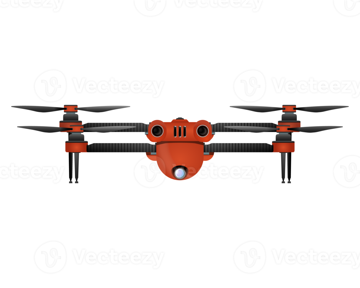 Drohne im realistischen Stil. Quadcopter mit Kamera. bunte png-illustration. png