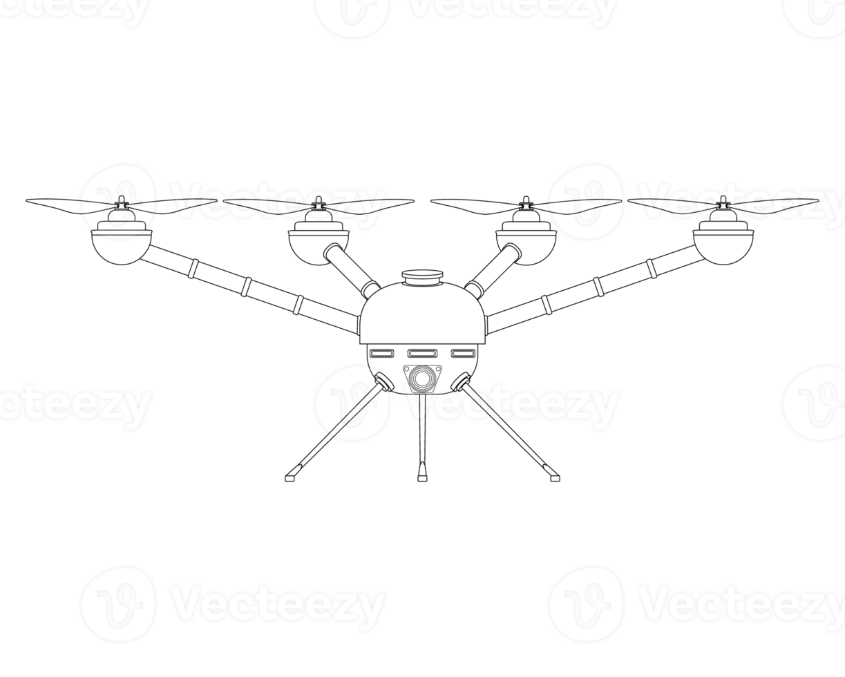 quadcopter färg bok. blå Drönare med kamera. färgrik png illustration.