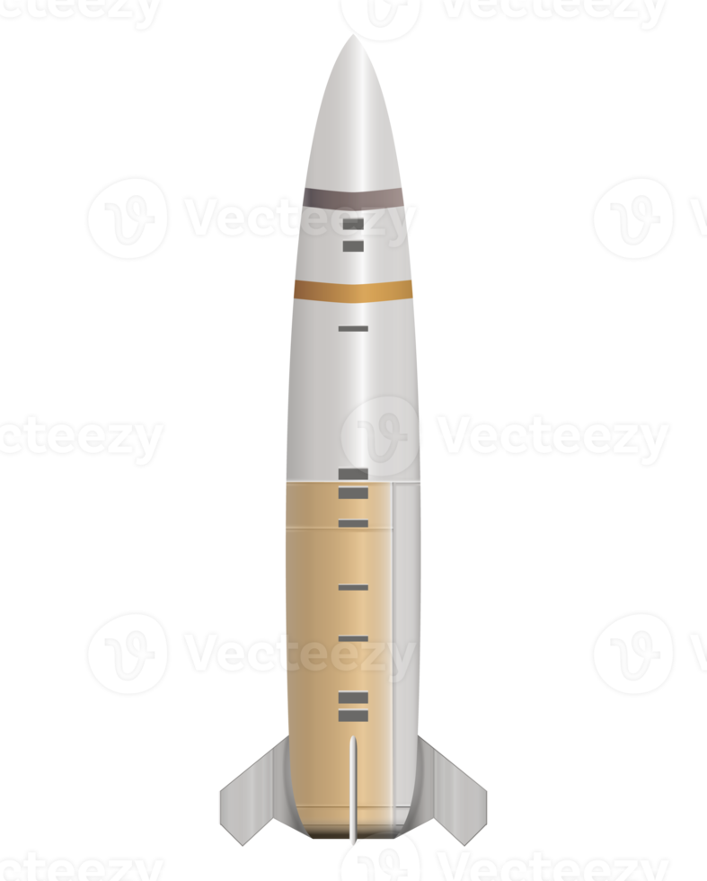 ATACMS in realistic style. Ballistic missile. Military rocket. Colorful PNG illustration.