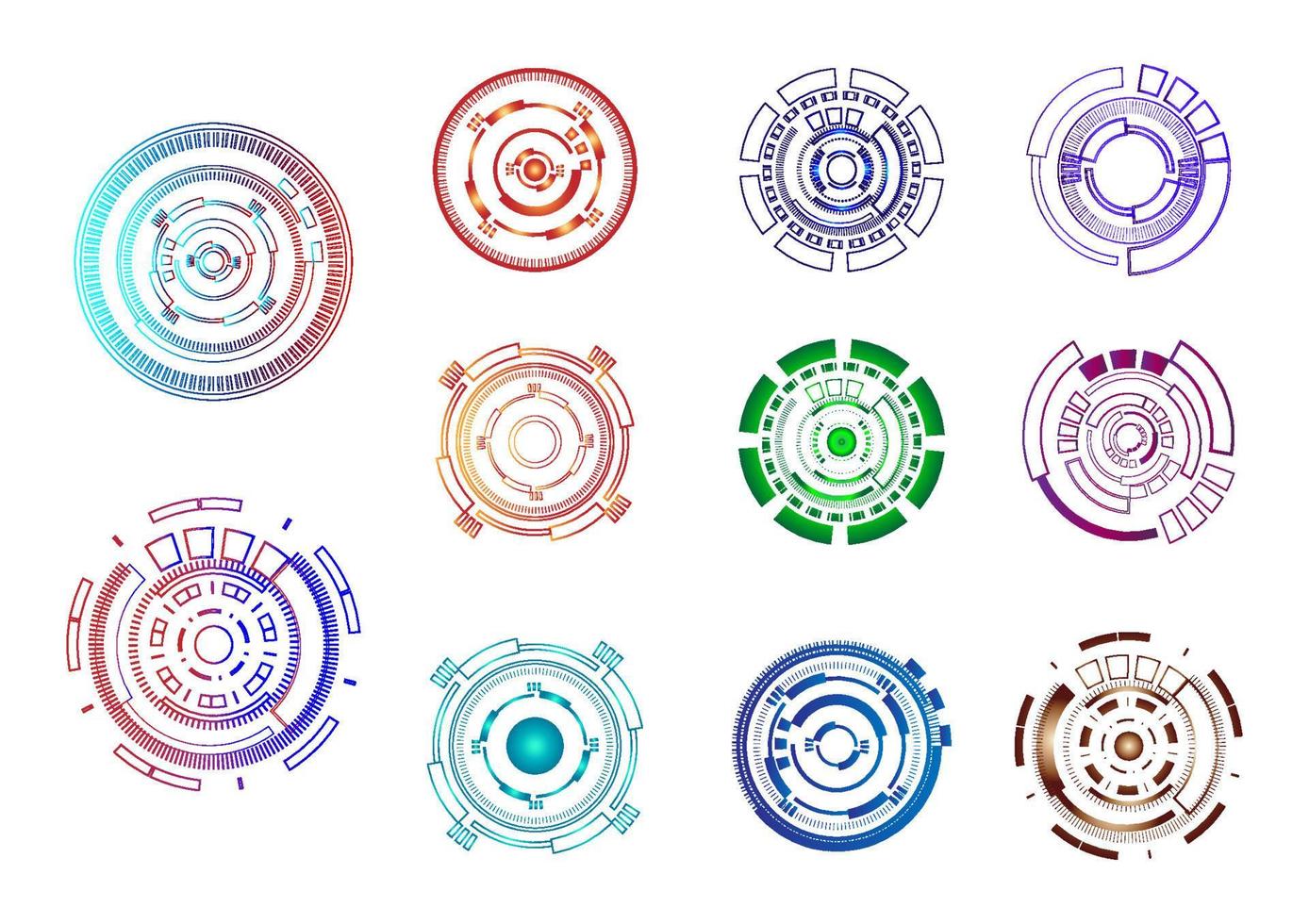 Christmas season icon set tech circle signal interface futuristic technology abstract background vector illustration