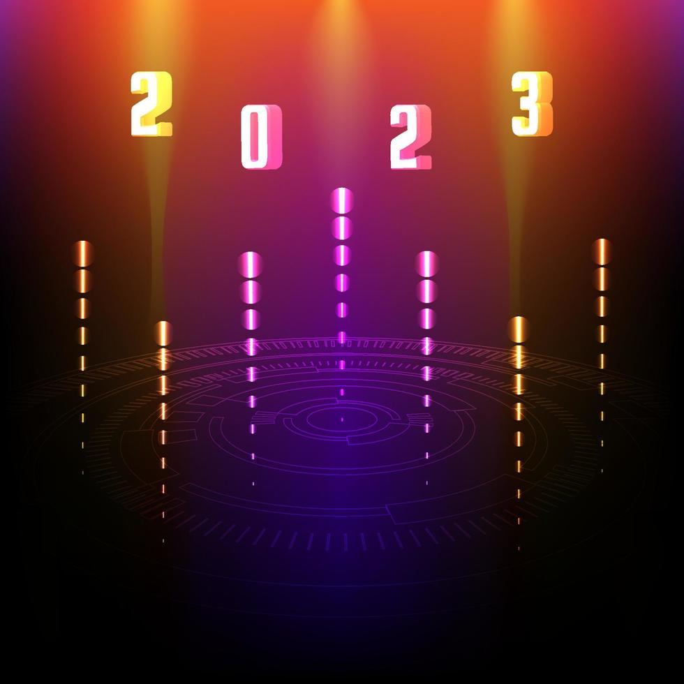 Happy new year 2023 glowing modern technology communication internet online abstract background vector illustration