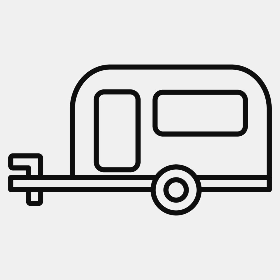 caravana de iconos. elementos de transporte. iconos en estilo de línea. bueno para impresiones, carteles, logotipos, letreros, anuncios, etc. vector