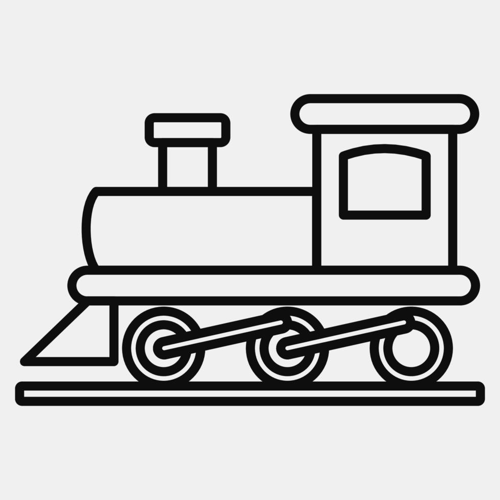 icono viejo tren. elementos de transporte. iconos en estilo de línea. bueno para impresiones, carteles, logotipos, letreros, anuncios, etc. vector