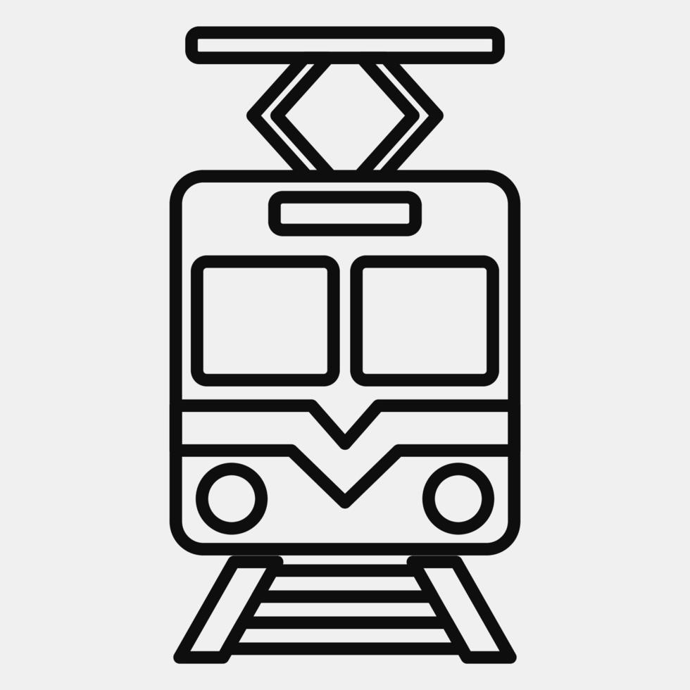 Icon train. Transportation elements. Icons in line style. Good for prints, posters, logo, sign, advertisement, etc. vector