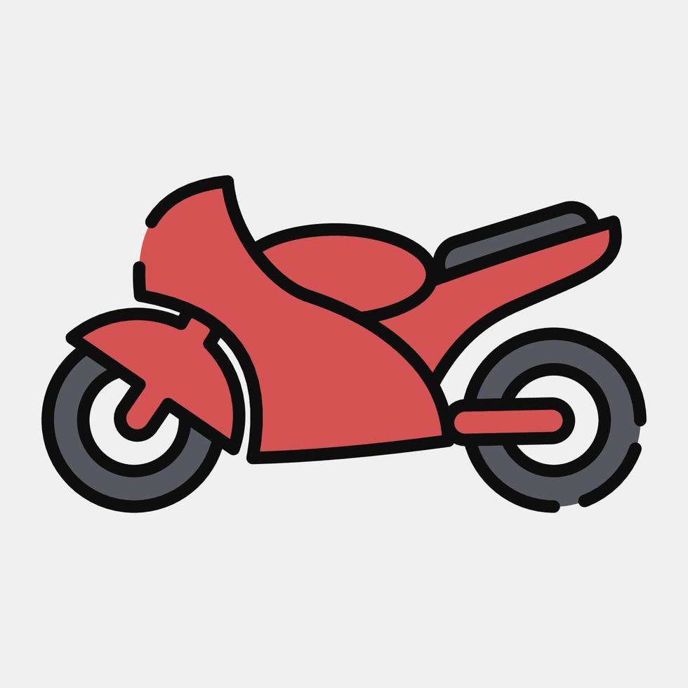 icono de motocicleta. elementos de transporte. iconos en estilo de línea rellena. bueno para impresiones, carteles, logotipos, letreros, anuncios, etc. vector