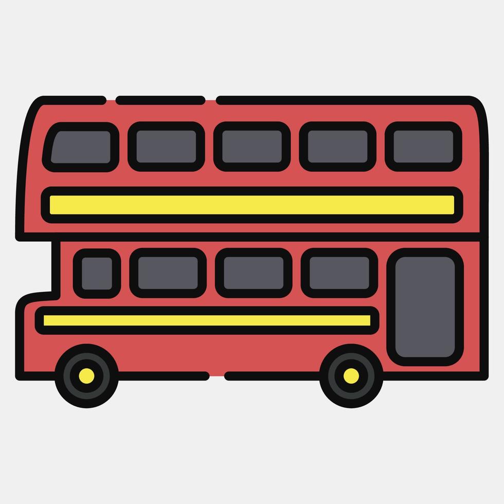 Icon double decker bus. Transportation elements. Icons in filled line style. Good for prints, posters, logo, sign, advertisement, etc. vector