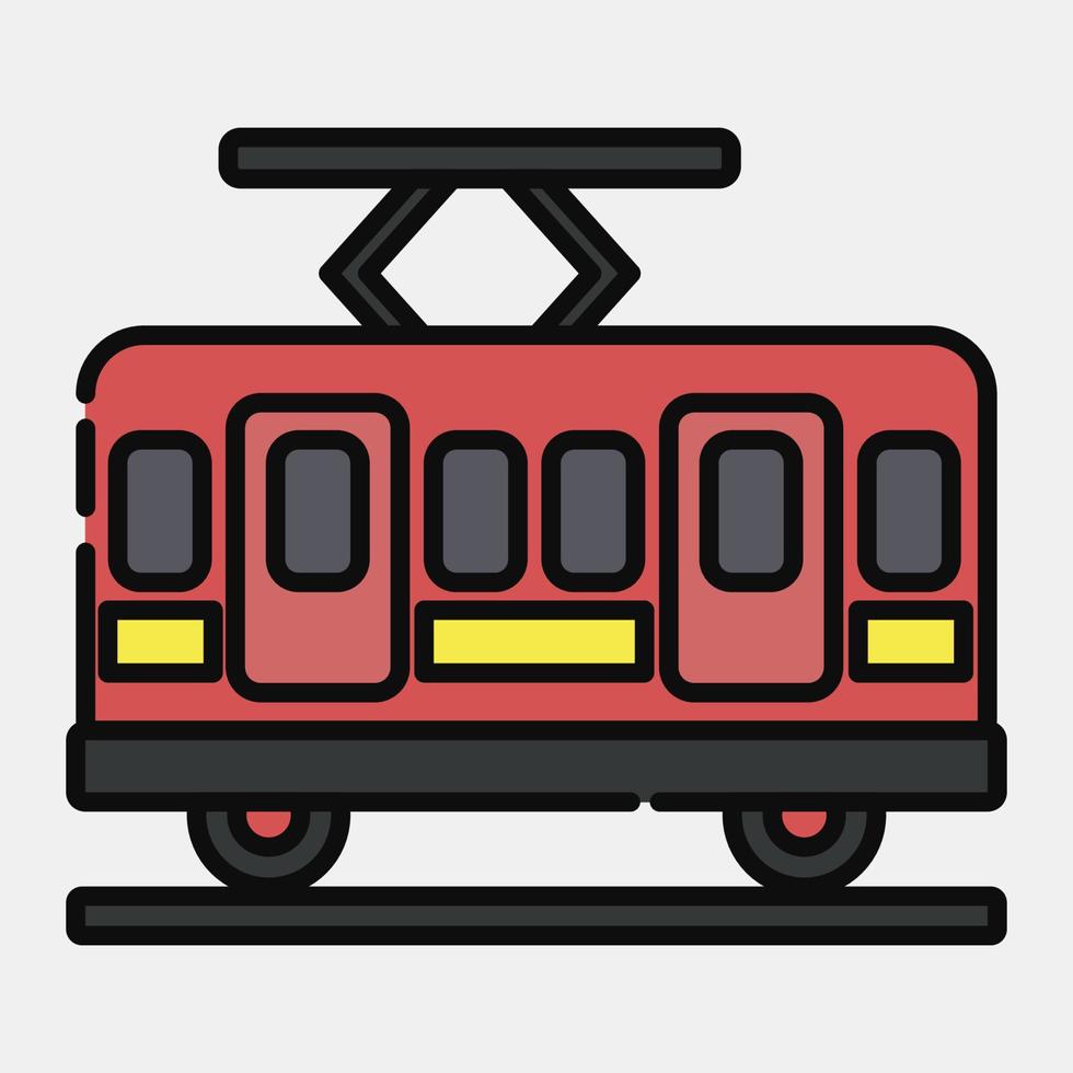Icon tram. Transportation elements. Icons in filled line style. Good for prints, posters, logo, sign, advertisement, etc. vector