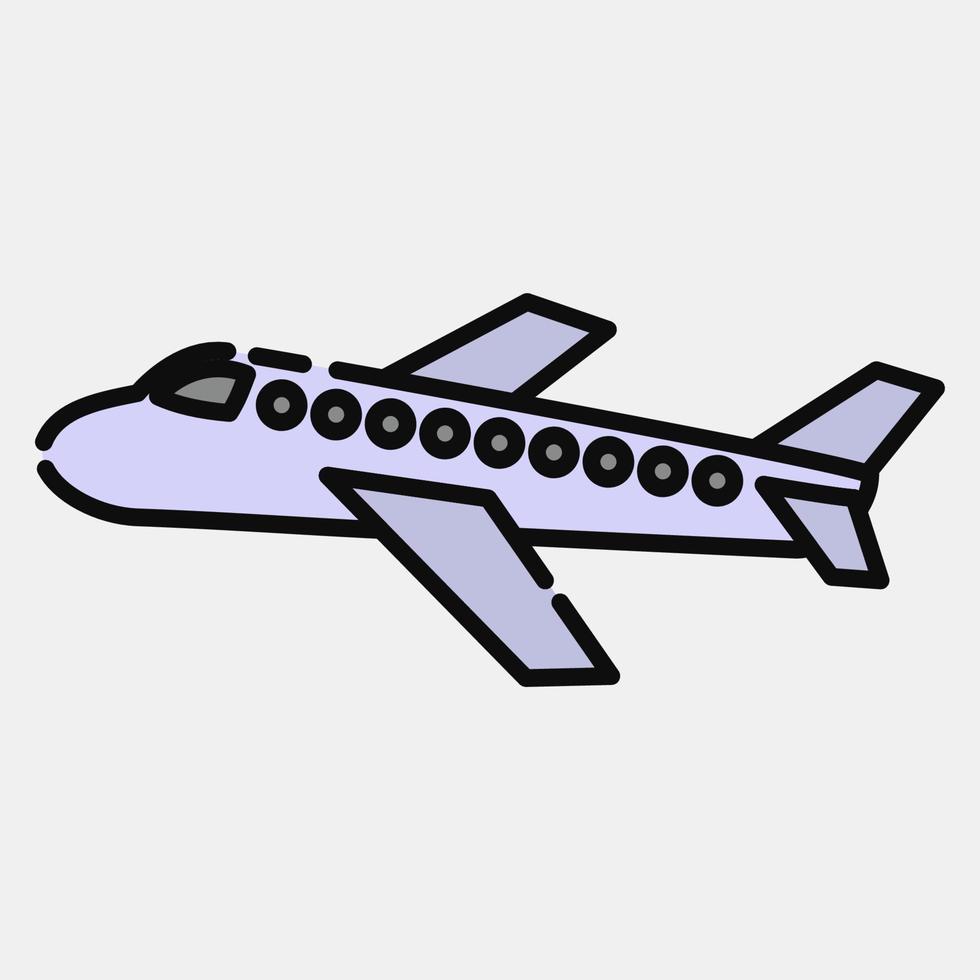 avión icono. elementos de transporte. iconos en estilo de línea rellena. bueno para impresiones, carteles, logotipos, letreros, anuncios, etc. vector