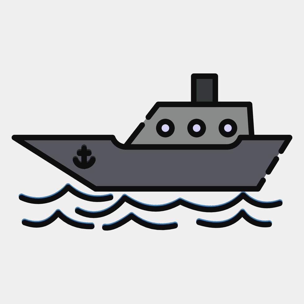 barco icono. elementos de transporte. iconos en estilo de línea rellena. bueno para impresiones, carteles, logotipos, letreros, anuncios, etc. vector