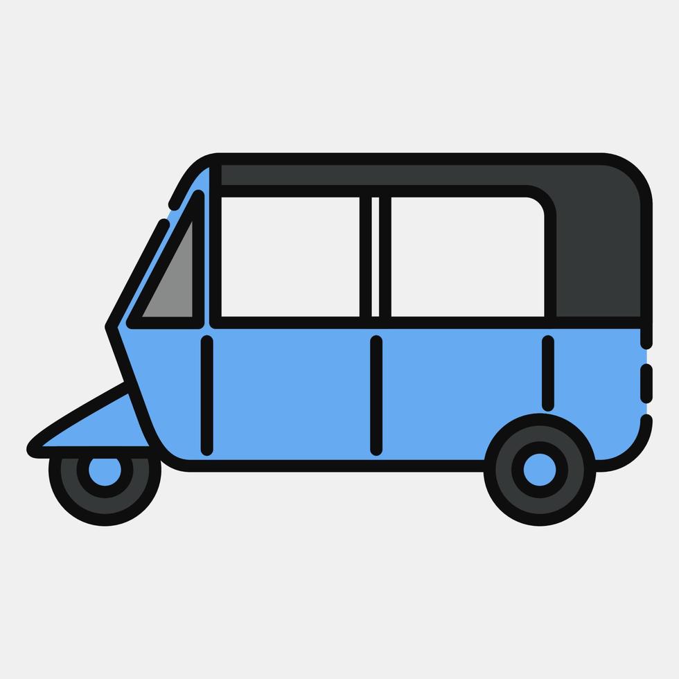 icono bajaj. elementos de transporte. iconos en estilo de línea rellena. bueno para impresiones, carteles, logotipos, letreros, anuncios, etc. vector