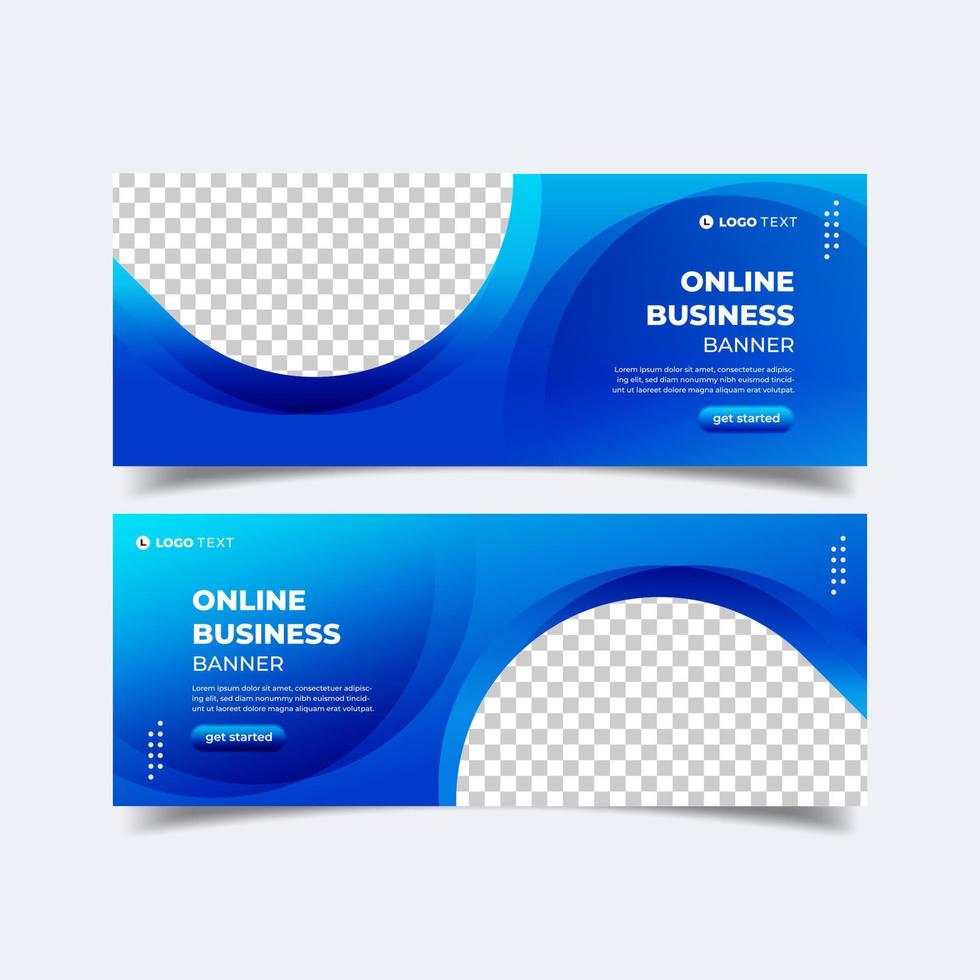 online business marketing blue banner design for social media post template vector