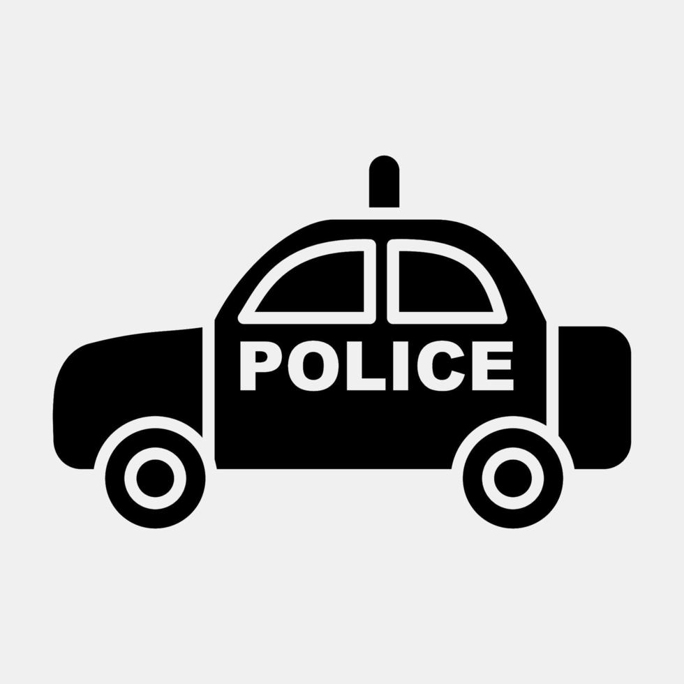 Icon police car. Transportation elements. Icons in glyph style. Good for prints, posters, logo, sign, advertisement, etc. vector
