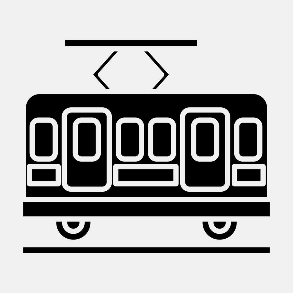 Icon tram. Transportation elements. Icons in glyph style. Good for prints, posters, logo, sign, advertisement, etc. vector