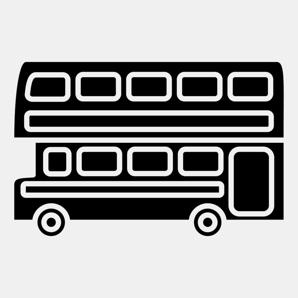 Icon double decker bus. Transportation elements. Icons in glyph style. Good for prints, posters, logo, sign, advertisement, etc. vector