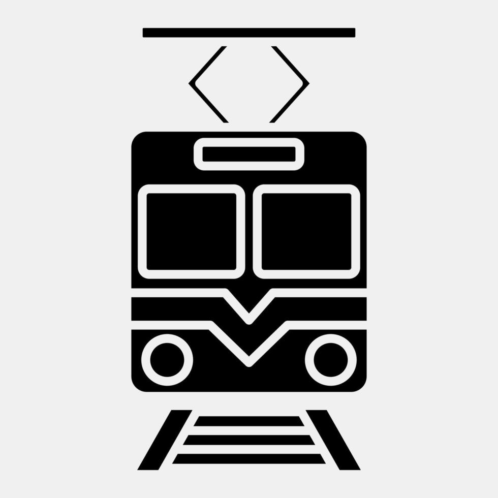 Icon train. Transportation elements. Icons in glyph style. Good for prints, posters, logo, sign, advertisement, etc. vector