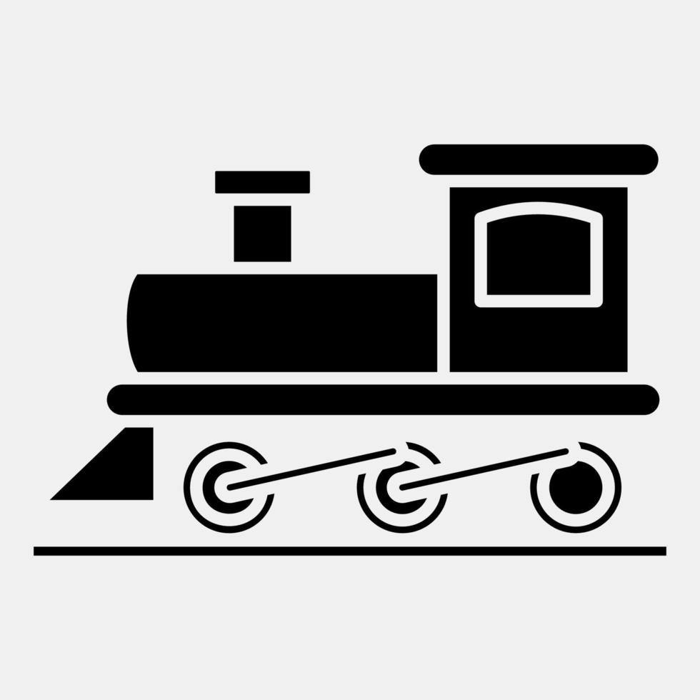 icono viejo tren. elementos de transporte. iconos en estilo glifo. bueno para impresiones, carteles, logotipos, letreros, anuncios, etc. vector